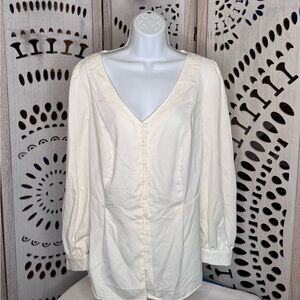 Modcloth Ivory Button-Front Blouse